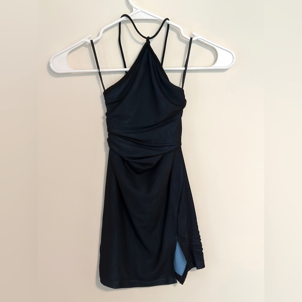 Halter, navy over aqua, halter, bodycon dress